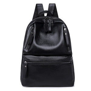 PU Leather Women's Backpacks Large Capacity Bag For Teenager Girls Fashion Solid Backpack Female Black Rucksacks Female backpack