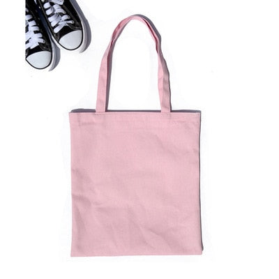 women Solid Canvas Casual Tote shoulder bags for girls female DIY handbags eco friendly shopping bag