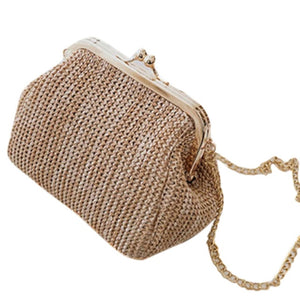 LJL-Small Crossbody Boho Bags For Women Evening Clutch Bags Hasp Ladies Handbag Female Straw Beach Rattan Women Messenger Bag