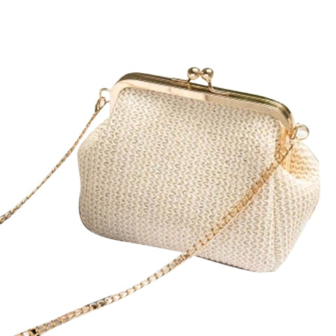 LJL-Small Crossbody Boho Bags For Women Evening Clutch Bags Hasp Ladies Handbag Female Straw Beach Rattan Women Messenger Bag