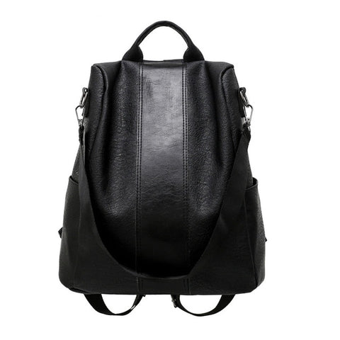 Stylish Travel Women Backpack Fashion PU Leather Zipper Lady Schoolbag Anti Theft Camping Casual Tote Soft
