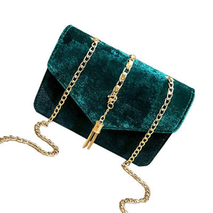 Women Flap Clutch Evening Handbag Purse Tassel Envelope Chains Ladies bags,Green