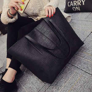 New Women Shoulder Bags Alligator Ladies Leather Bags Casual women zipper handbags Famous Brands Totes black red colors