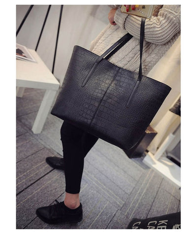 New Women Shoulder Bags Alligator Ladies Leather Bags Casual women zipper handbags Famous Brands Totes black red colors