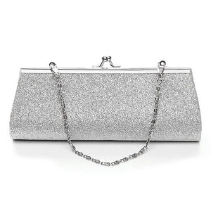 Fashion Women Glitter Silver Colors Clutch Purse Evening Party Wedding Banquet Handbag Shoulder Bag Elegant Bussiness Handbag