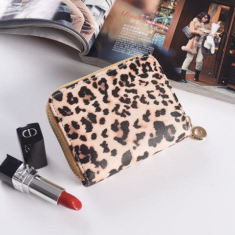 Small Zipper Coin Fashion Wallets And Purse PU Leather Leopard Women Female Credit Bank Card Case Holder Money Bag Luxury Brand
